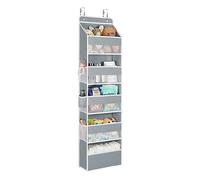 Univivi 5-Shelf Hanging Storage Pockets, Over Door Storage Organiser, Back of Door Organizer with Perspective Grids and 6 Side Mesh Pockets, for Bedroom Living Room (Grey)