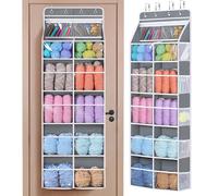 Univivi 6 Tiers Hanging Yarn Storage Organizer, Large Knitting Organizer with 12 Deep Clear Pockets & 10 Mesh Side Pockets, Over The Door Yarn Holder for Crochet Hooks, Knitting Needles, Accessories