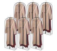 Univivi 6PCS Clothes Covers, 60 Inch Garment Bags with Zipper Clear Suit Covers for Hanging Clothes Waterproof Clothes Covers Protector Bags Dress Covers Garment Bags Full Length for Coat, Costumes