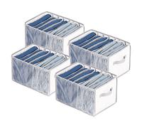 Univivi Extra Large Clothes Storage Organiser, Portable Wardrobe Organiser for Jeans, Trousers, Sweaters, T-Shirts, Jumpers, Underwear - Upgraded 7 Grid Mesh - Set of 4