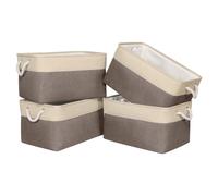 Univivi Foldable Storage Basket 4 Pack, Rectangle Large Storage Baskets with Sturdy Cotton Carry Handles, Fabric Storage Box for Sorting Clothes, Books, Toys, Family Items (17inch Brown)