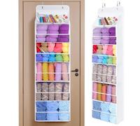 Univivi Hanging Yarn Storage Organizer with 6 Zipper Closure Compartments, Large Capacity Knitting Organizer Storage, Over the Door Hanging Yarn Holder for Knitting Needles, Crochet Hooks(Clear White)