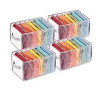 Univivi Large Clothes Drawer Organiser, Portable Mesh Wardrobe Clothes Organiser for Jeans, Trousers, Sweaters, T-Shirt, Leggings, Underwear, 7 Grids Upgraded Trouser Organiser - Set of 4