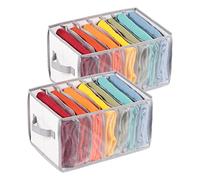 Univivi Large Clothes Drawer Organiser, Portable Mesh Wardrobe Clothes Organiser for Leggings, Swimming Shorts, T-Shirt, Underwear, 7 Grids Upgraded Trouser - Set of 2