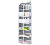 Univivi Over The Door Organiser 6-Shelf, Extra Large Behind Door Storage with Clear Deep Pockets & 12 Mesh Pockets, Hanging Doors Organiser for Wardrobe, Bedroom Nursery, Grey