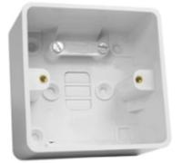 Univolt SFR1/44 Single 44mm White PVC Surface Box Round Corner 1xMT K.O & 1x Conduit K.O (10 Pack)