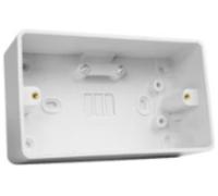 Univolt SFR2/44 Twin 44mm White PVC Surface Box Round Corner 1xMT K.O & 1x Conduit K.O (10 Pack)