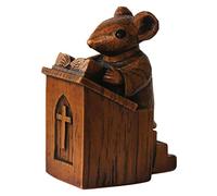 univolunaris Wooden Ornaments Church, Church Mouse In The Pulpit Mouse Statue Priest Crafts Ornaments Resin Wooden Bedroom Home Christ Collectible Figurines