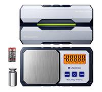 UNIWEIGH Digital Pocket Gram Scale 200g/0.01g Accuracy, Small Scale Grams Ounces with 6 Units,Jewelry Scales with 50g Weights for Food/Coins/Gold/Powder,LCD Display,Tare Function