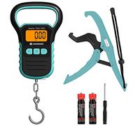 UNIWEIGH Fishing Scale 110lb/50kg with Lip Gripper, Digital Fish Scale, Hanging Hook Luggage Scale with 60inches Tape Ruler, Gift for Fisherman, 2 AAA Batteries Included - Cyan