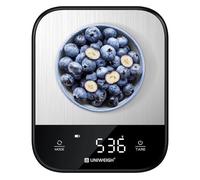 UNIWEIGH Food Scales for Kitchen 11lb,Digital Scale Grams and Ounces for Food Weight,Baking,Cooking,Meal Prep,Small Kitchen Scales with 7 Weighing Units/LED Display/Tare Function,Stainless Steel,Black