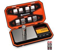 UNIWEIGH Travel Digital Pocket Scale 200g/0.01g, Digital Gram Scales, Mini Food Scale with 50g Calibration Weight for Food, Powder, Tea, Jewelry, Coins (Battery Included)-Orange