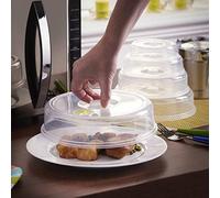 Uniwides Set of 5 Ventilated Microwave Plate Covers for Covering Food Splatter, Mixed Size, Transparent, Plastic, Dishwasher Safe