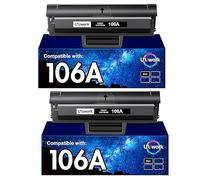 Uniwork 106A Toner Replacement for HP 106A W1106A Toner Cartridges, 2-Black | Compatible with Laser 107W 107A 107R MFP 135WG 137FWG 135A 135R 135W 137FNW Printers, Black, 2-Pack