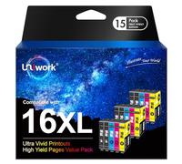 Uniwork 16XL Compatible Ink Cartridges Multipack for Epson 16 XL for Workforce WF-2630 WF 2630 2650 WF2630 WF2650 WF2660 WF2750 WF2760 WF2510 WF2520 WF2530 WF2540 (Black Cyan Magenta Yellow,15-Pack)