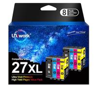 Uniwork 27XL Multipack Printer Cartridges Compatible for Epson 27 XL Workforce WF-3620 WF-3640 WF-7110 WF-7210 WF-7610 WF-7620 WF-7710 WF-7715 WF-7720 (8-pack), packaging may vary