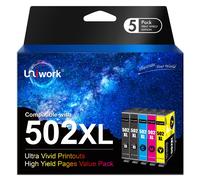 Uniwork 502XL Ink Replacement for Epson 502 XL Ink Cartridges, 5Pack