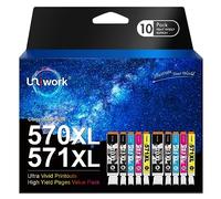 Uniwork Compatible Ink Cartridge Replacement for Canon PGI-570XL CLI-571XL Compatible with PIXMA TS5050 TS5051 TS5055 MG5750 MG5751 MG5753 TS6050 TS6051 MG6850 (PGBK Black Cyan Magenta Yellow,10-Pack)