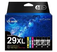 Uniwork Compatible Ink Cartridge Replacement for Epson 29 29XL for XP235 XP245 XP247 XP255 XP257 XP332 XP335 XP342 XP352 XP355 XP432 XP435 XP442 XP445 XP452 XP455(Black Cyan Magenta Yellow, 6-Pack)