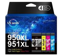 Uniwork Compatible ink cartridge to replace HP 950XL 951XL for Officejet Pro 251dw 276dw 8100 8600 8610 8615 8620 8640 (1 black, 1 cyan, 1 magenta, 1 yellow) Packaging may vary
