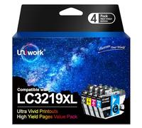 Uniwork LC3219XL Ink Replacement for Brother LC3219 Ink Cartridges, 4-Pack