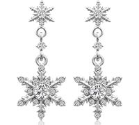 unixmoment Handmade Sparkly Crystal Snowflake Dangle Drop Earrings Chic Asymmetry Pearl Gold Silver Blue Rhinestone Flower Stud Earrings for Women, M, Metal, No Gemstone