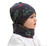 Uniyoung Baby Boys Girls Cotton Beanie Hat and Collar Scarf Set Kids Toddler Warm Skull Cap Scarves Neck Warmer for Spring Autumn Winter (Lions, 3-6 Years)