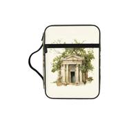 Unkhtt Antique Building with Roman Olive Branch and Greek Print Bible Storage Bag Scripture Holder Waterproof Cover Travel Church Everyday Storage