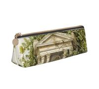 Unkhtt Antique Building with Roman Olive Branch and Greek Print Pencil Case Large Capacity Triangle Pouch for Pens Cases Student and School College