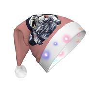 Unkhtt Astronaut On The Moon 1 Print Men Women Led Christmas Hat Santa For New Year And Xmas Festive Party Accessory
