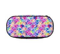 Unkhtt Beautiful Rainbow Colors Mermaid Print Large Capacity Pencil Pen Pouch Students Dual Zip School Stationery Makeup Storage