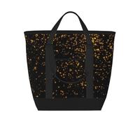 Unkhtt Black And Gold Wallpaperprint Women Men Large Capacity Insulated Tote Bag For Picnic Food Delivery Shopping