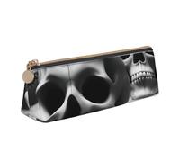 Unkhtt Black and White Skulls Print Pencil Case Large Capacity Triangle Pouch for Pens Cases Student and School College