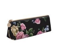 Unkhtt Black Blackgound Rose Print Pencil Case Large Capacity Triangle Pouch for Pens Cases Student and School College
