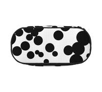 Unkhtt Black & White Big Dot Print Large Capacity Pencil Pen Pouch Students Dual Zip School Stationery Makeup Storage