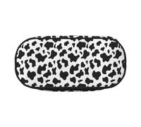 Unkhtt Black & White Leopard Print Large Capacity Pencil Pen Pouch Students Dual Zip School Stationery Makeup Storage