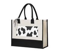 Unkhtt Black & White Leopard Print Women Canvas Tote Bag Gift Large Capacity For Travel School Office Shopping Bags