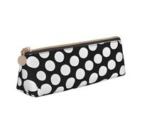 Unkhtt Black White Polka Dots Pattern Print Pencil Case Large Capacity Triangle Pouch for Pens Cases Student and School College
