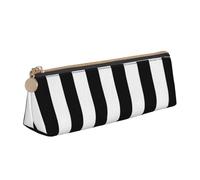 Unkhtt Black & White Stripe Print Pencil Case Large Capacity Triangle Pouch for Pens Cases Student and School College