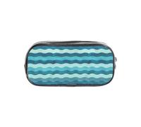 Unkhtt Blue Wave Stripe Print Clear Pencil Case for Kids Students Boys Girls Transparent Stationery Organizer