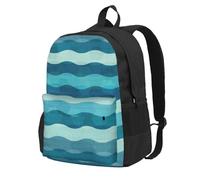 Unkhtt Blue Wave Stripe Print Large Capacity Adult Backpack Unisex Travel Bag Daypack Hiking Camping Commuting