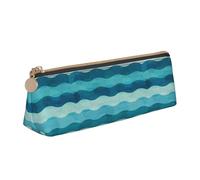Unkhtt Blue Wave Stripe Print Pencil Case Large Capacity Triangle Pouch for Pens Cases Student and School College