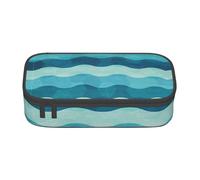 Unkhtt Blue Wave Stripe Print Student Pencil Case 8.3 X 2 X 3.7in Pencil Pouch School Office Travel Pen Bag