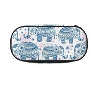 Unkhtt Boho Elephant Print Large Capacity Pencil Pen Pouch Students Dual Zip School Stationery Makeup Storage