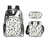 Unkhtt Bone And Paw Print Print Unisex Transparent Backpack Set For School Travel Outdoor Clear Lunch Pen Bag