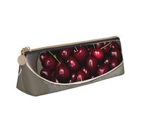 Unkhtt Bucket with Full of Cherries Print Pencil Case Large Capacity Triangle Pouch for Pens Cases Student and School College
