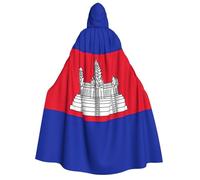 Unkhtt Cambodia Flag Print Adults 190cm Hooded Cloak Carnival Costume Cosplay Festivals Outdoor Celebrations