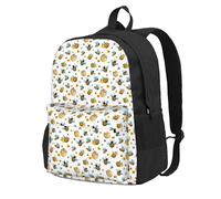Unkhtt Cartoon Bee Pattern Print Large Capacity Backpack For Adults Daily Use Hiking Travel School Work Commuting