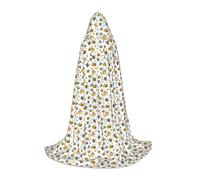 Unkhtt Cartoon Bee Pattern Print Unisex Comfort Hooded Cape For Cosplay Costume Festival Carnival Wizard Robes