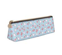 Unkhtt Cartoon Character Strawberry Print Pencil Case Large Capacity Triangle Pouch for Pens Cases Student and School College